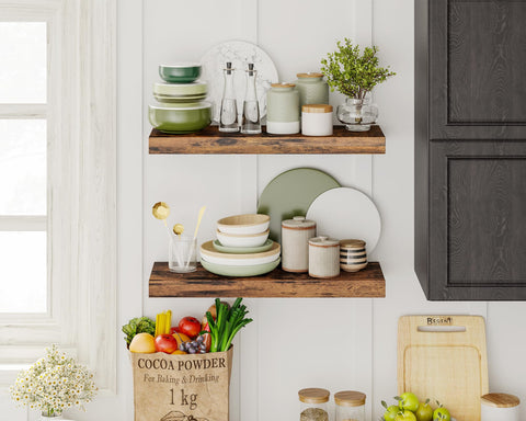 Fixwal den shelf displays photos and keepsakes with hidden brackets.