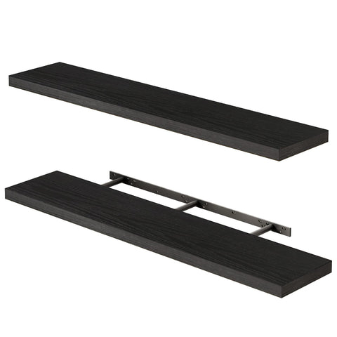 Fixwal front view shelf highlights the black woodgrain finish for stylish decor display.