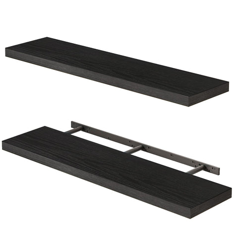 Fixwal wall-mounted shelves in black woodgrain for organized display