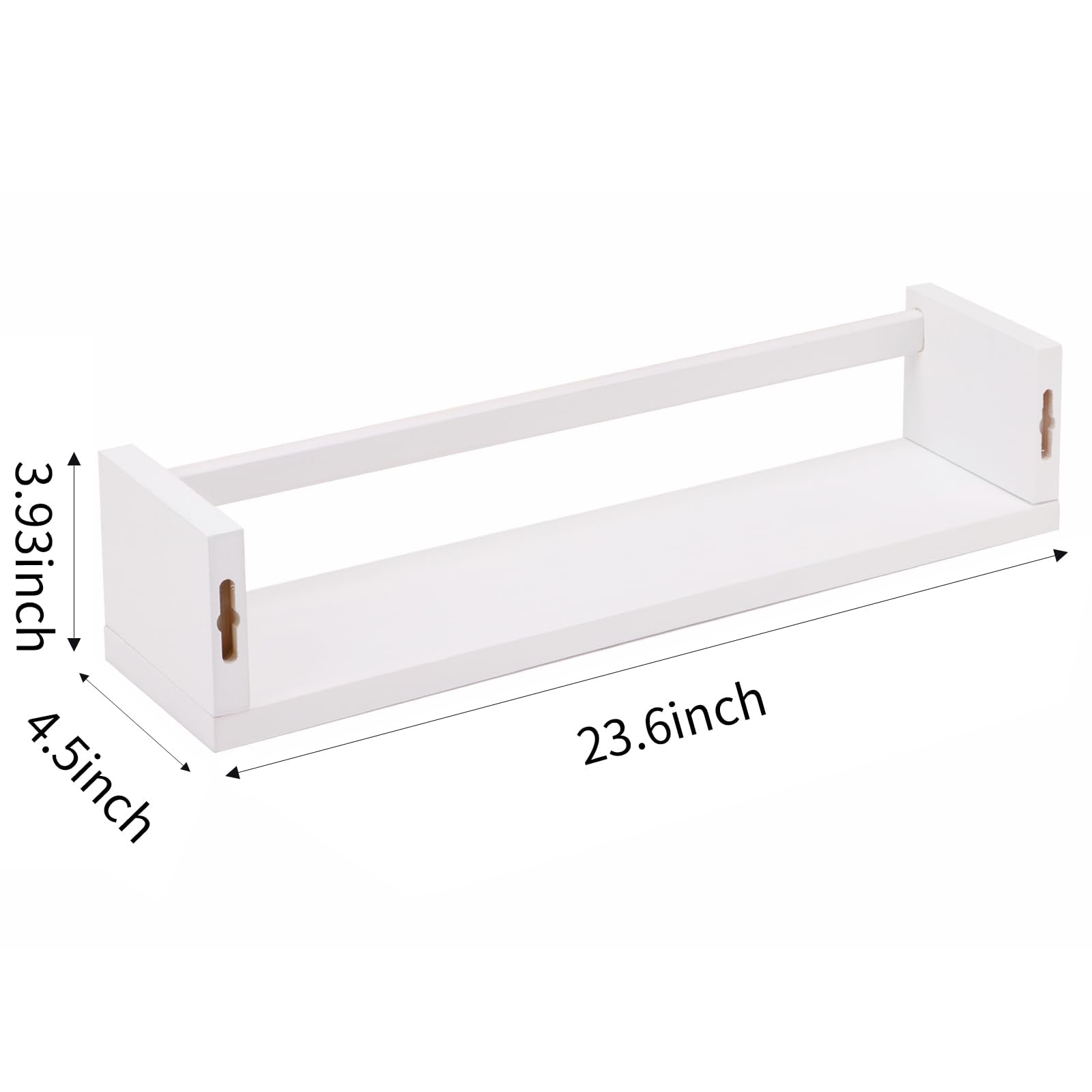 Fixwal floating wall shelves in solid pine provide sturdy storage.