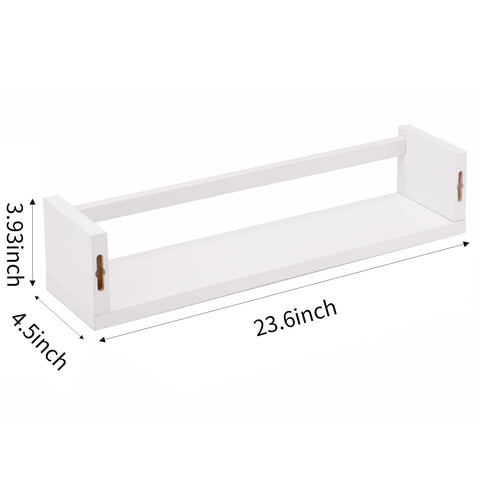 Fixwal floating wall shelves in solid pine provide sturdy storage.