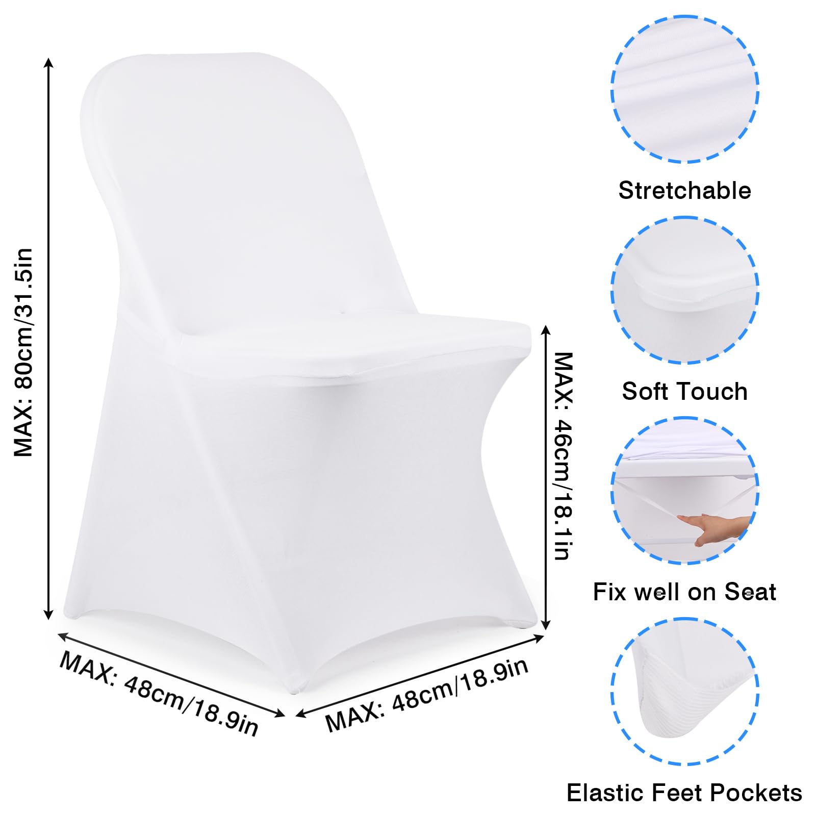 Fixwal folding chair cover with elastic foot pockets for a secure fit.