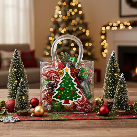 Fixwal glass purse vase shown as multipurpose decor option