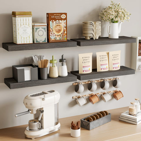 Fixwal invisible-bracket shelves in gray maintain clean lines