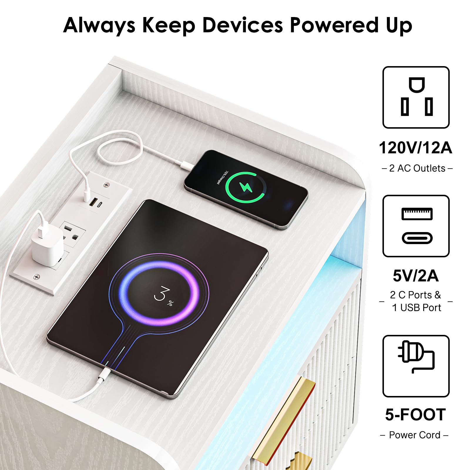 Fixwal led nightstand RGB light strip adds ambient glow for cozy evenings.