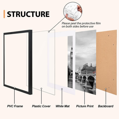 Fixwal lightweight black frames easy to hang without overpowering the space.