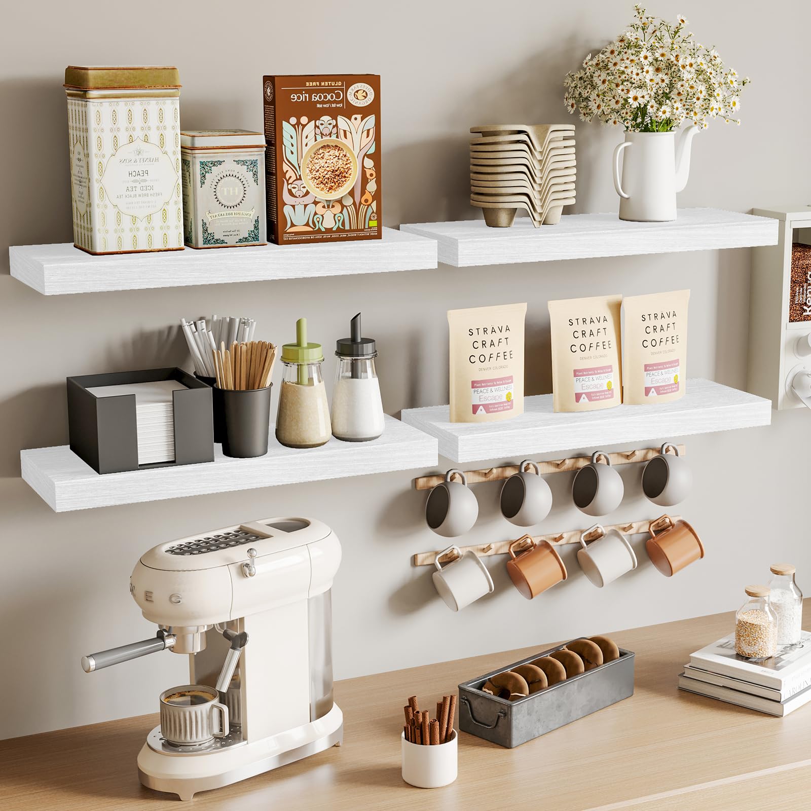 Fixwal living room decor shelves for books and accents with minimal hardware.