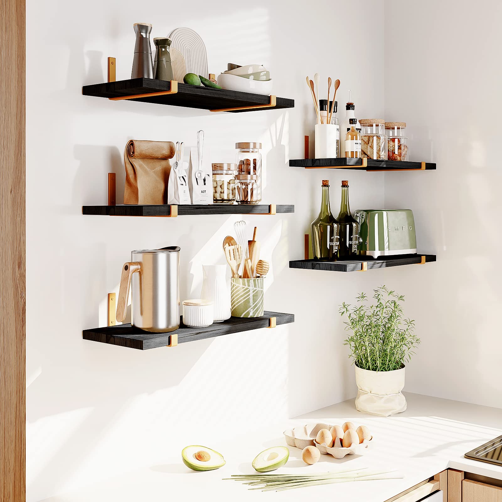 Fixwal living room decor shelves create display for books, plants and decor