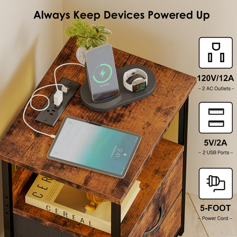 Fixwal Night Stand adjustable legs stabilize on uneven floors.