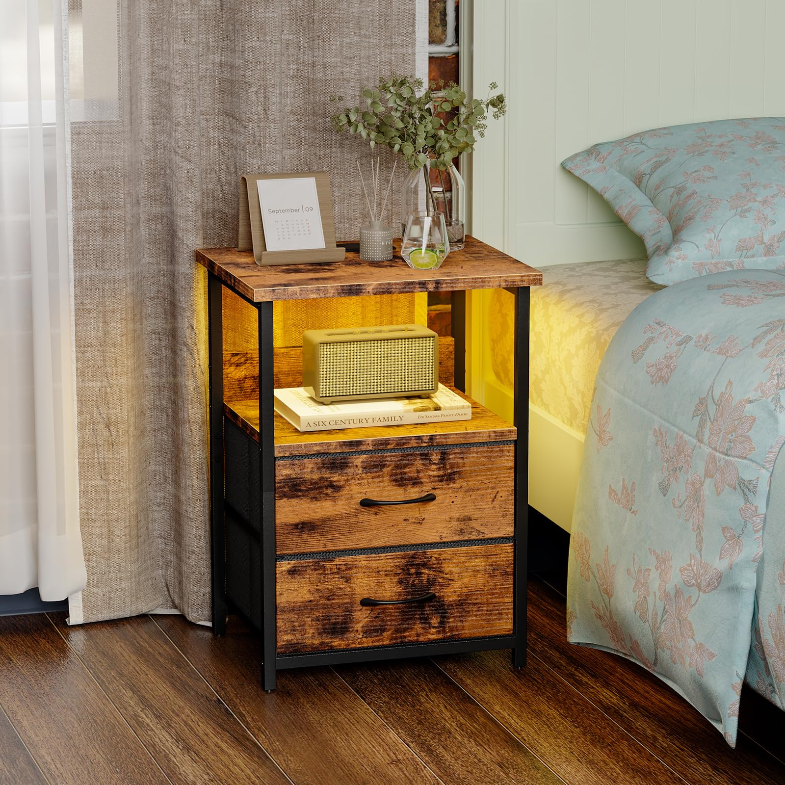 Fixwal Night Stand styling in a bedroom complements decor and furniture.