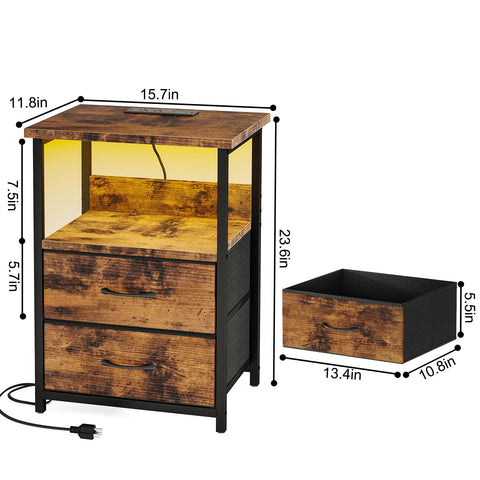 Fixwal Night Stand fabric drawers keep keys, glasses, and essentials organized.