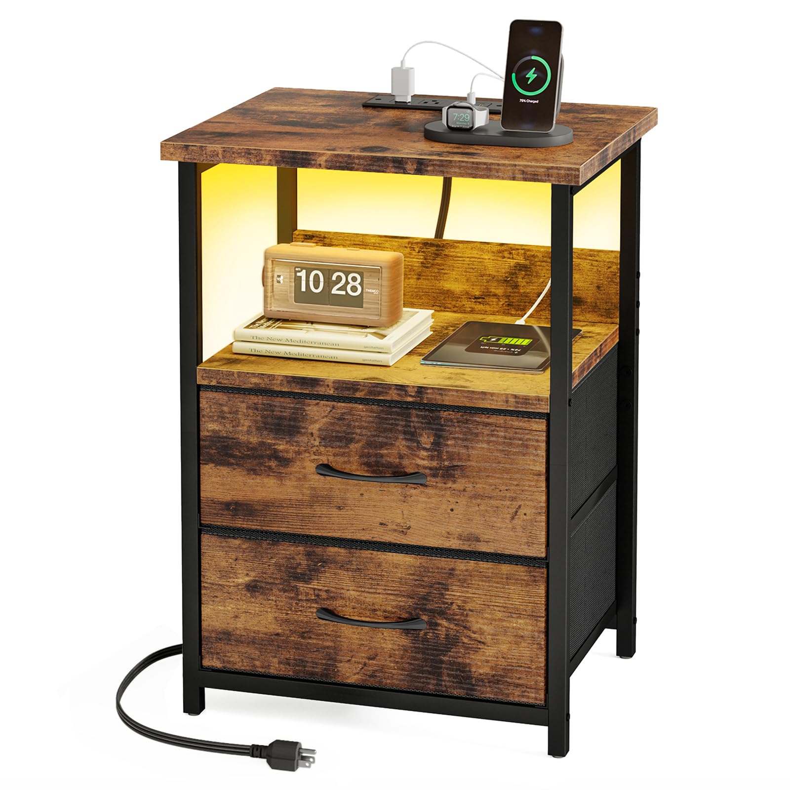 Fixwal Night Stand with LED RGB strip for ambient bedroom lighting and mood control.