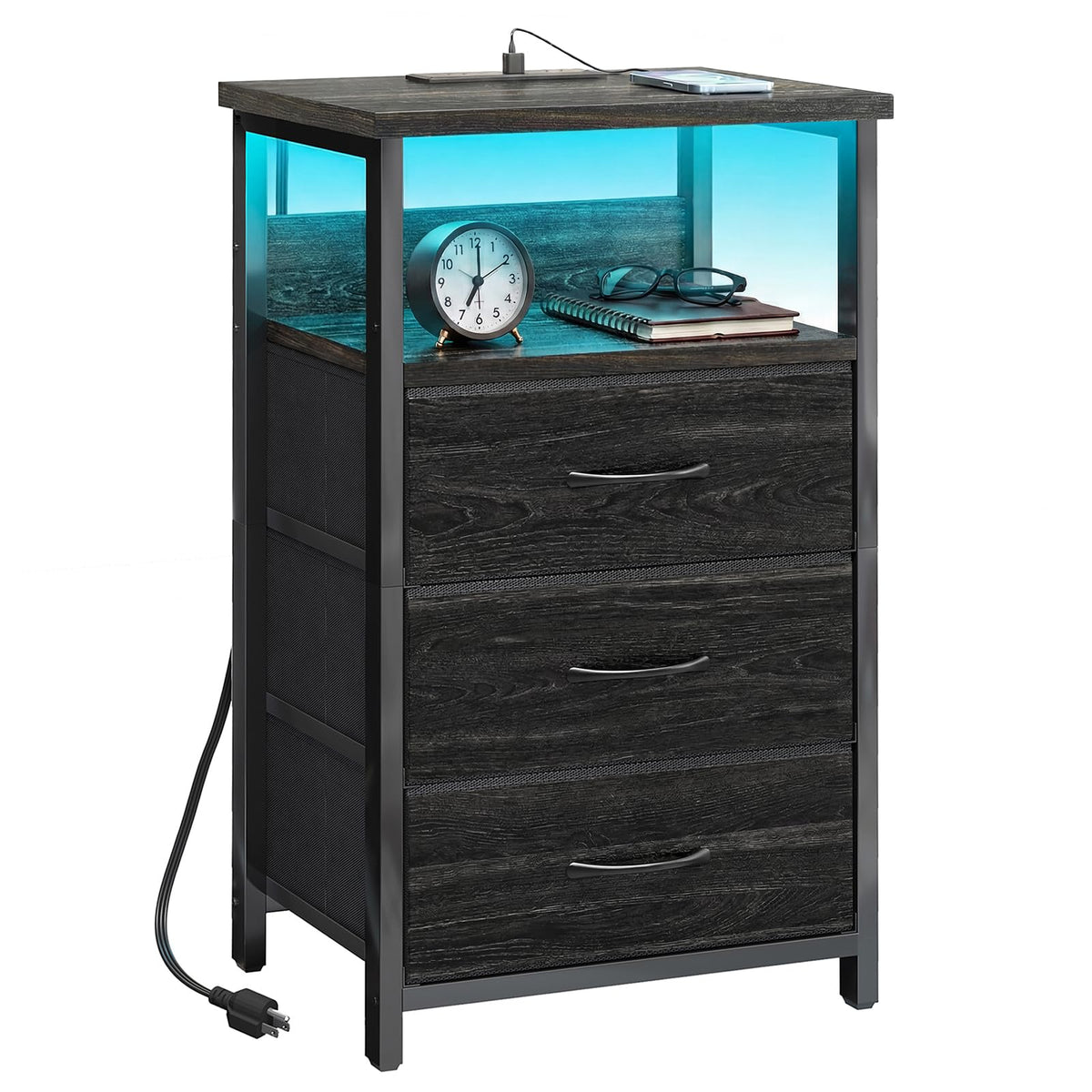Fixwal Night Stand with LED strip for ambient bedroom lighting