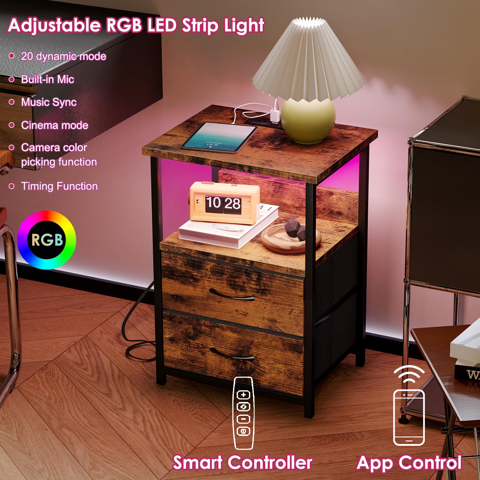 Fixwal Night Stand PU finish adds durable, easy-to-clean surface.