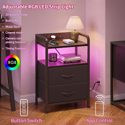 Fixwal nightstand fabric drawer storage hides small items neatly