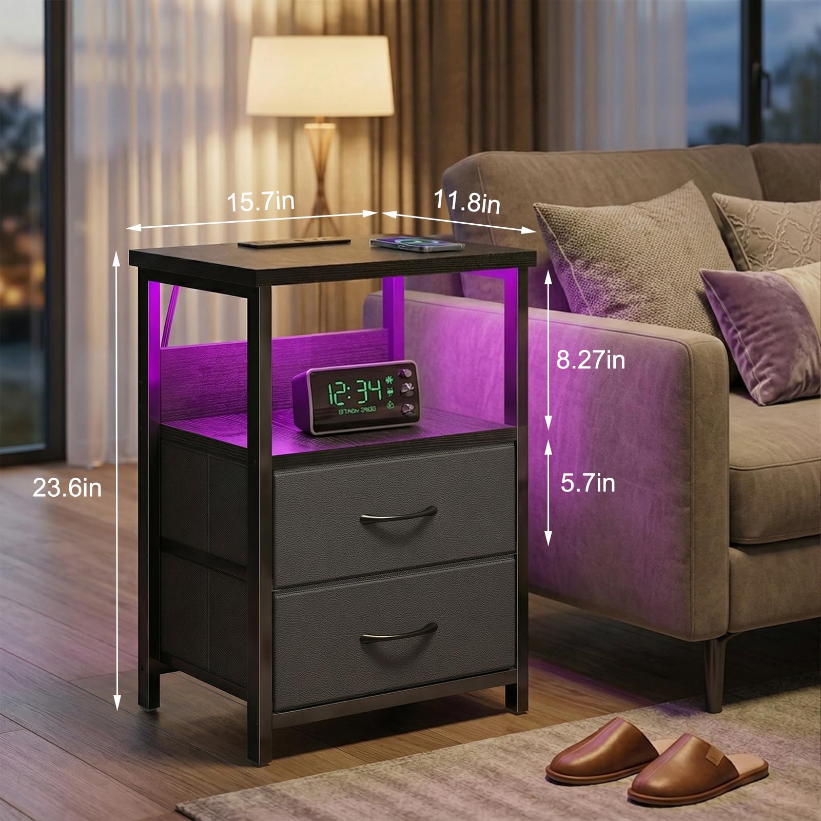 Fixwal nightstand fabric drawers organized for small items