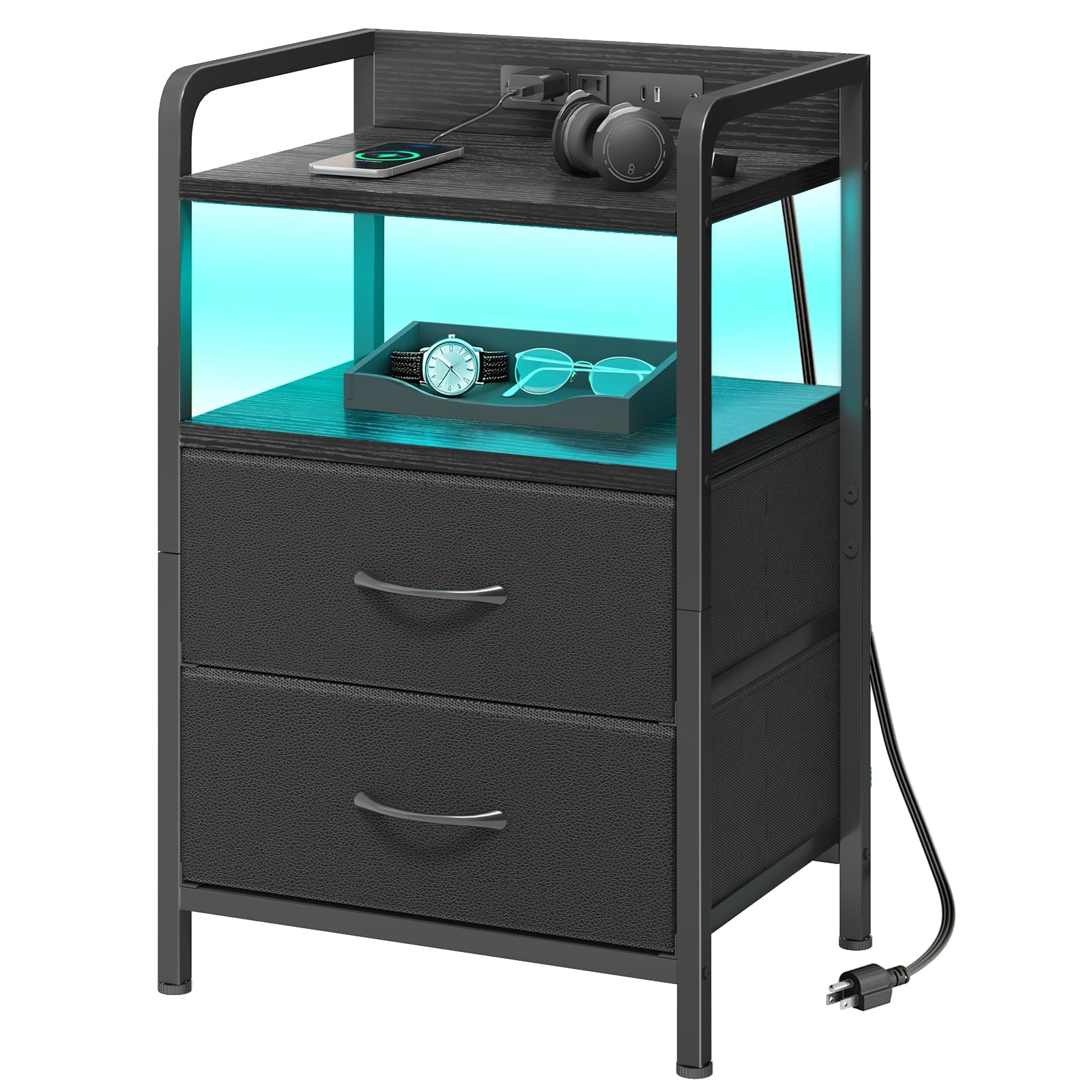 Fixwal nightstand with LED strip creates customizable ambient lighting for mood setting