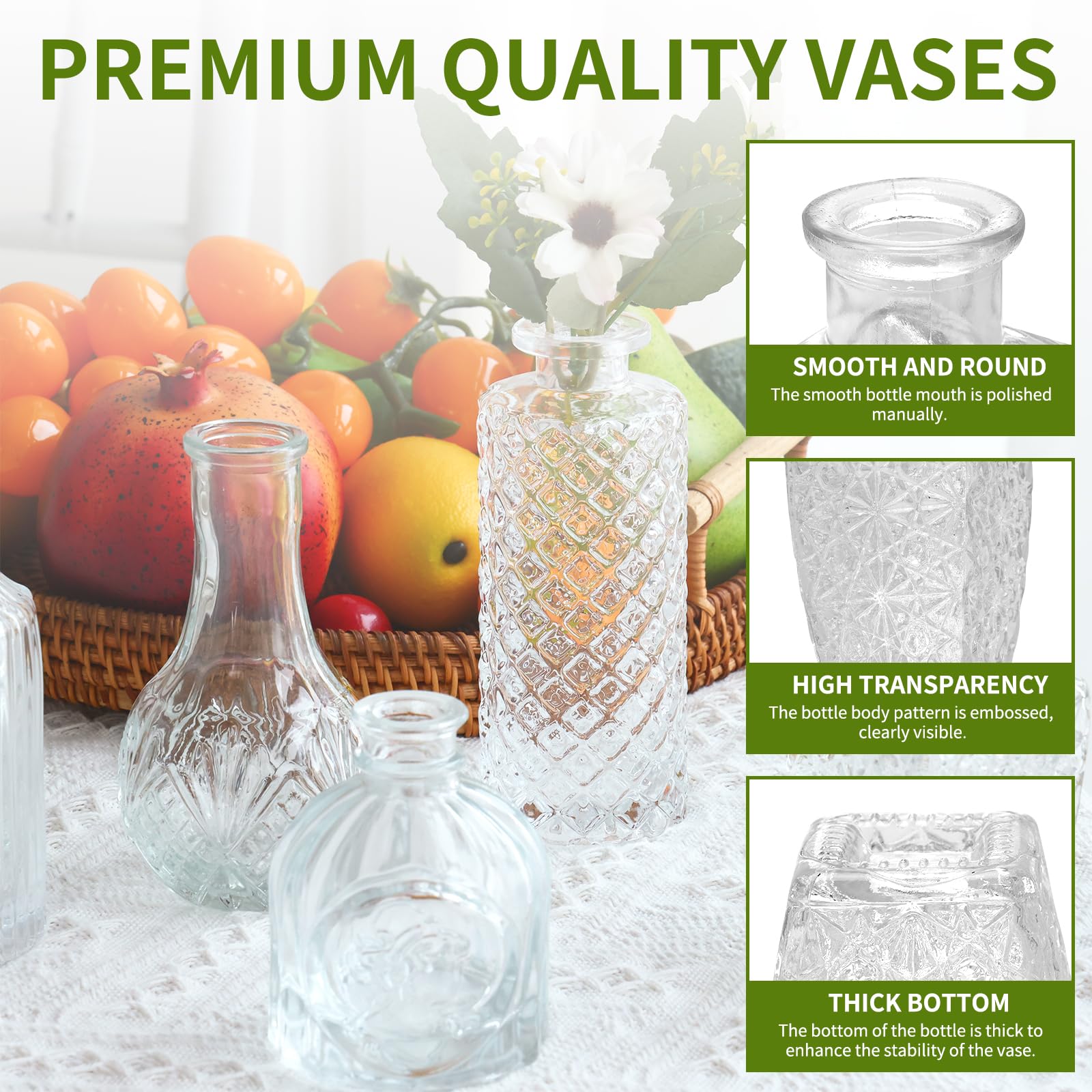 Fixwal bud vases with non-slip base ensure stable displays.