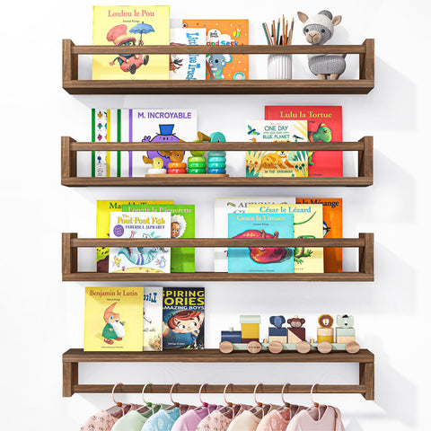 Fixwal nursery book shelves wall-mounted in brown keep children's books organized and accessible