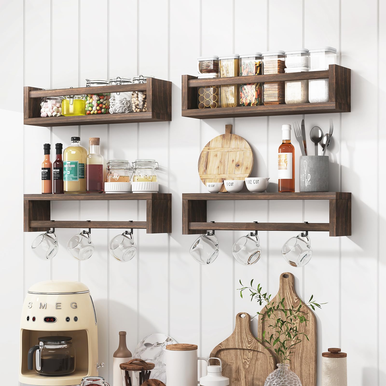 Fixwal brown nursery shelves enhance kids room decor and storage.