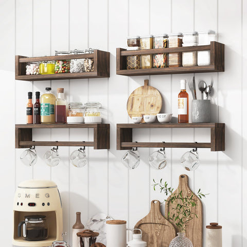 Fixwal brown nursery shelves enhance kids room decor and storage.