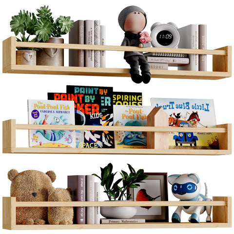 Fixwal nursery floating shelves set of 3 for organized children's books.