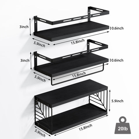Fixwal paulownia wood floating shelves with metal brackets for a warm farmhouse look.