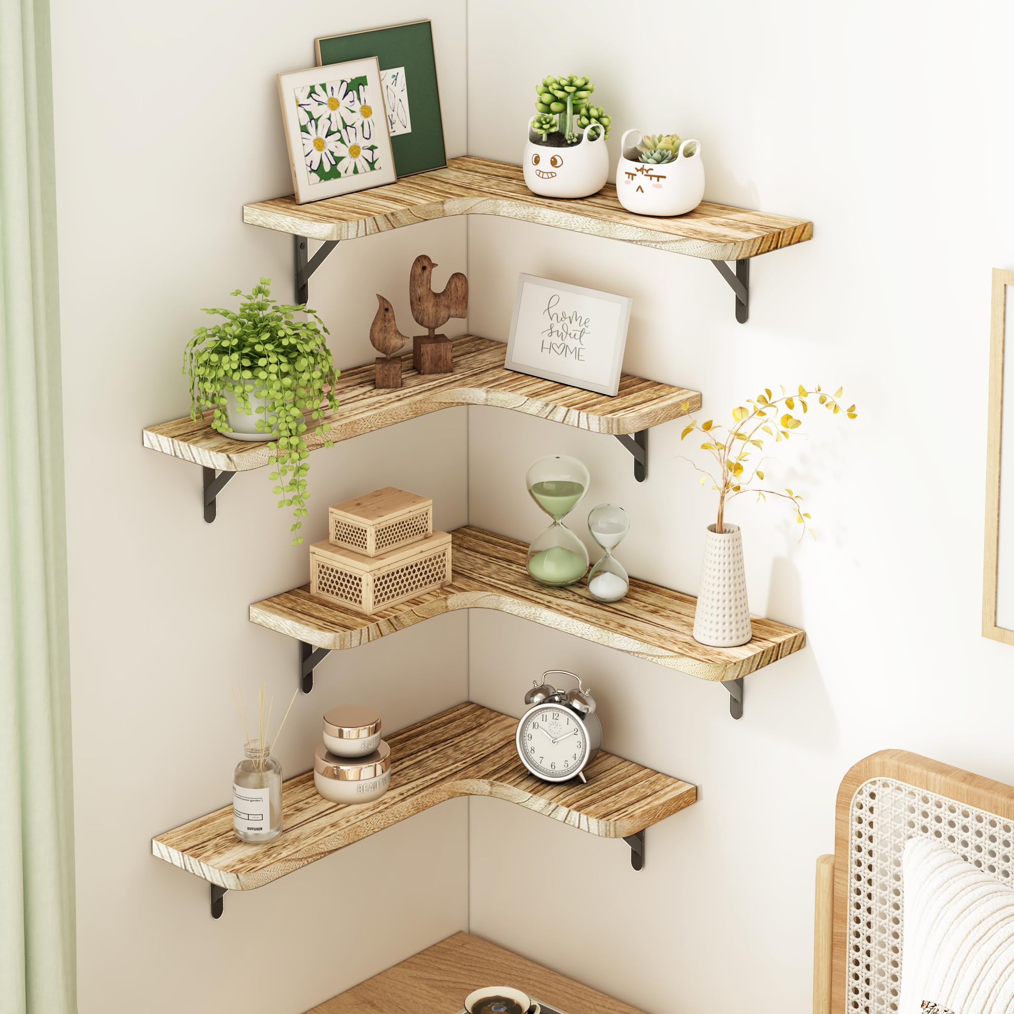 Fixwal paulownia wood shelves suitable for kitchen and bathroom organization