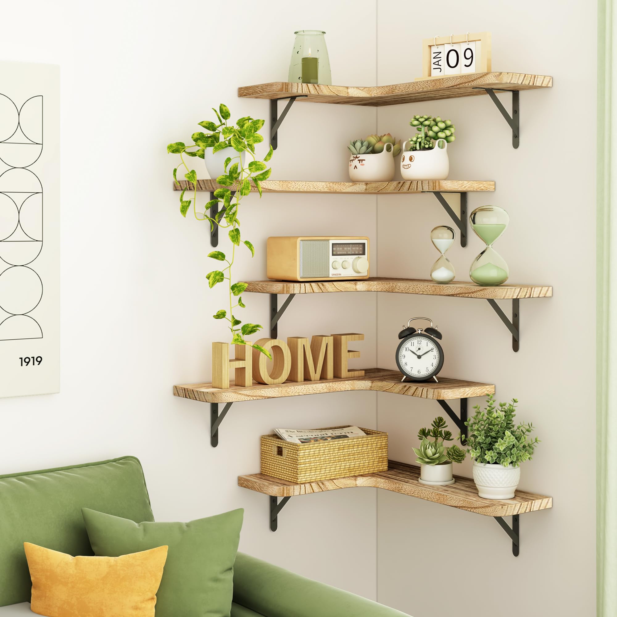 Fixwal rustic living-room shelves used for decor and display