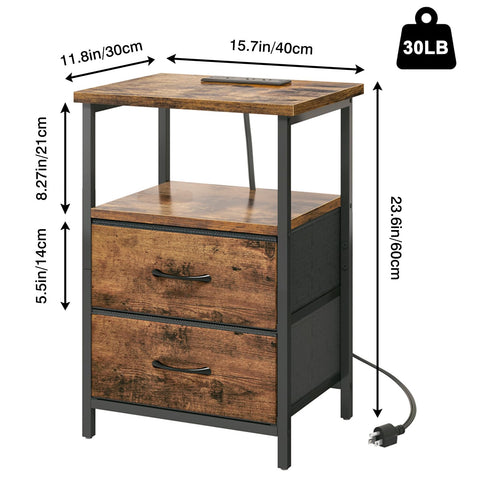 Fixwal rustic nightstand with wood-grain finish for a warm bedroom focal point.