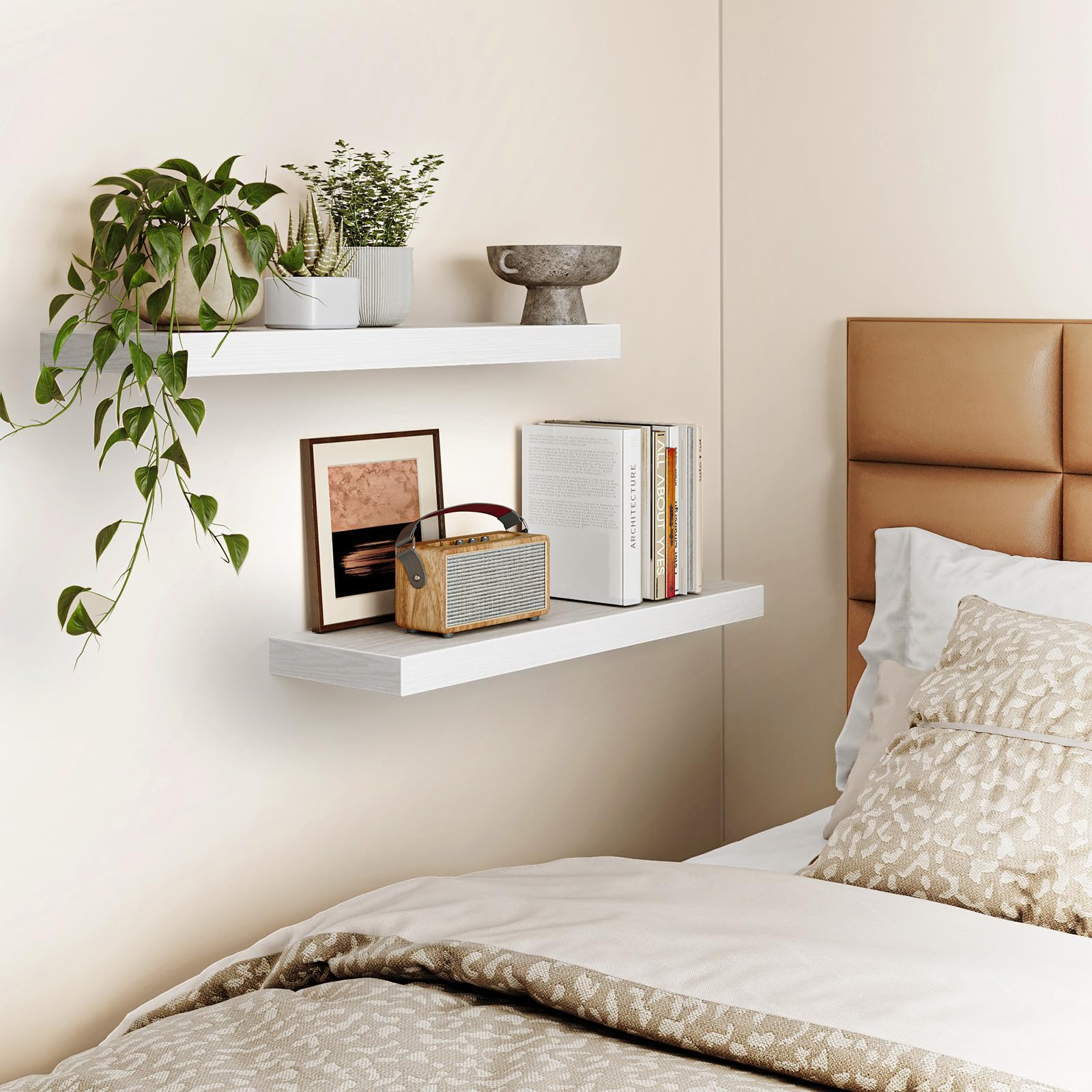Fixwal set of 2 shelves includes hardware for quick installation.