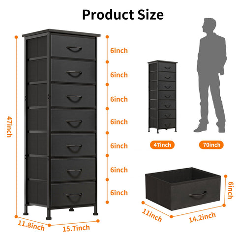 Fixwal seven-drawer fabric dresser offers ample space for clothes and accessories.