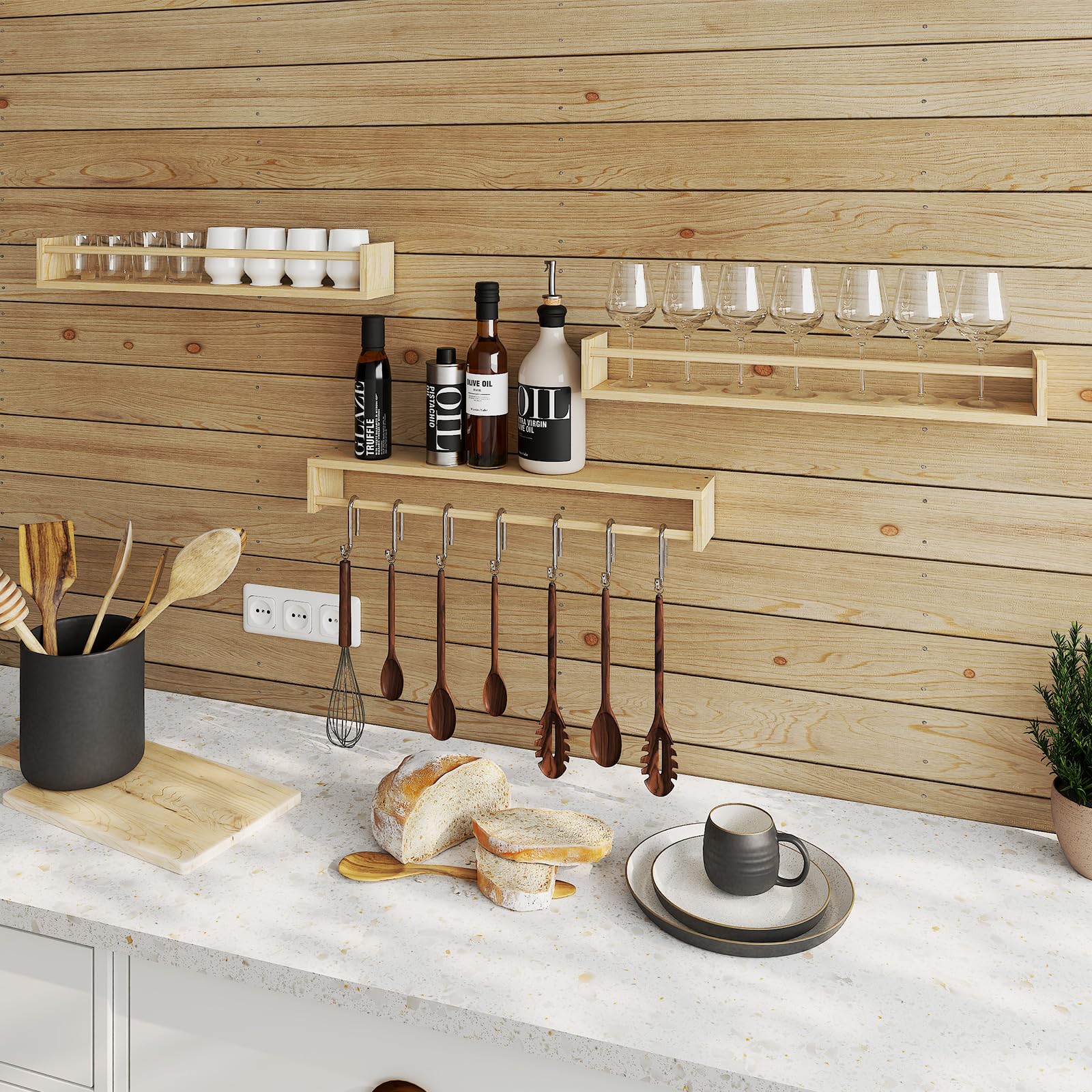 Fixwal space-saving shelves help keep baby items tidy in any room.
