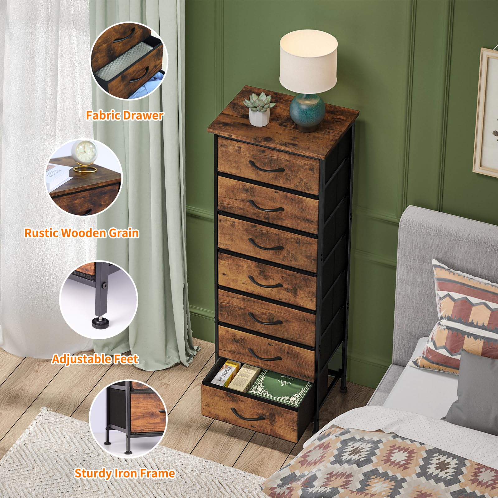 Fixwal tall dresser lightweight design eases repositioning in your living space.
