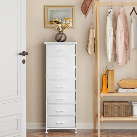 Fixwal dresser drawer open view showcases seven fabric compartments.