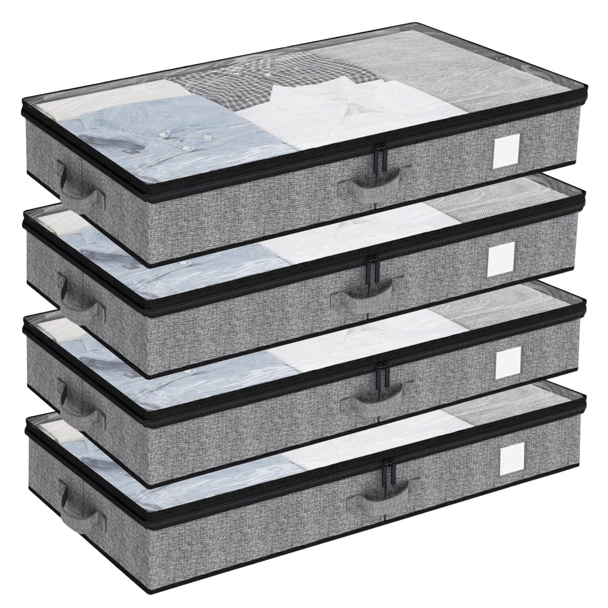 Fixwal underbed storage 4-pack with narrow profile for clutter-free closets and easy access.