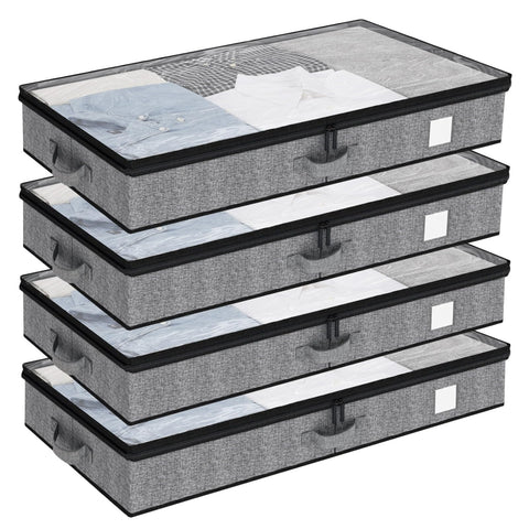 Fixwal underbed storage 4-pack with narrow profile for clutter-free closets and easy access.