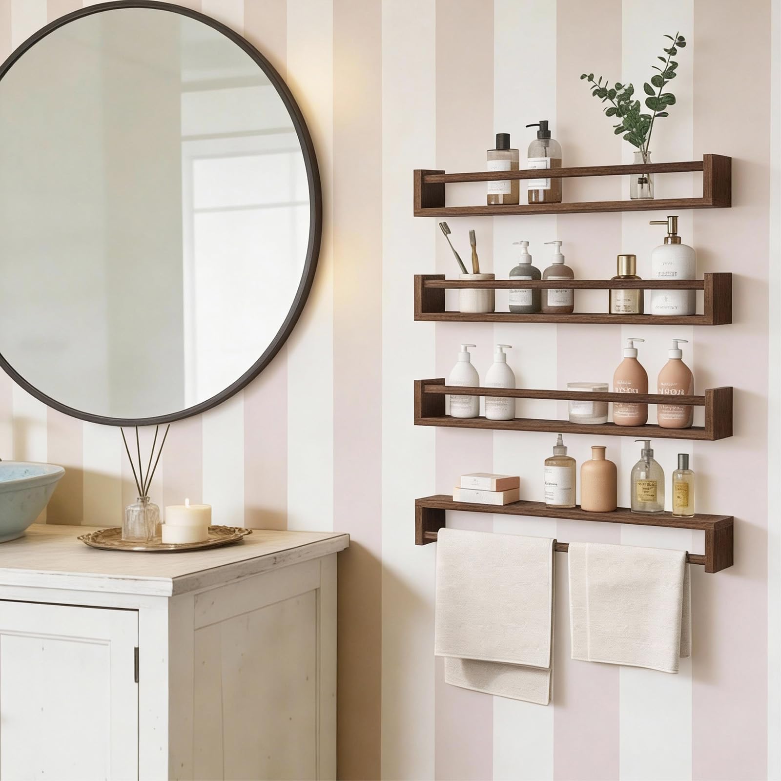 Fixwal wall-mounted shelves support easy organization of clothing and small outfits