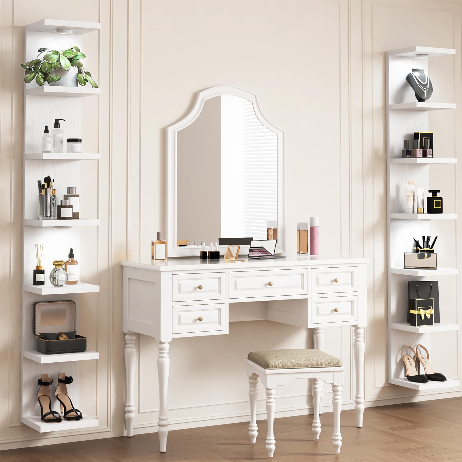 Fixwal wall shelf LED closeup highlighting soft illumination for showcased decor.