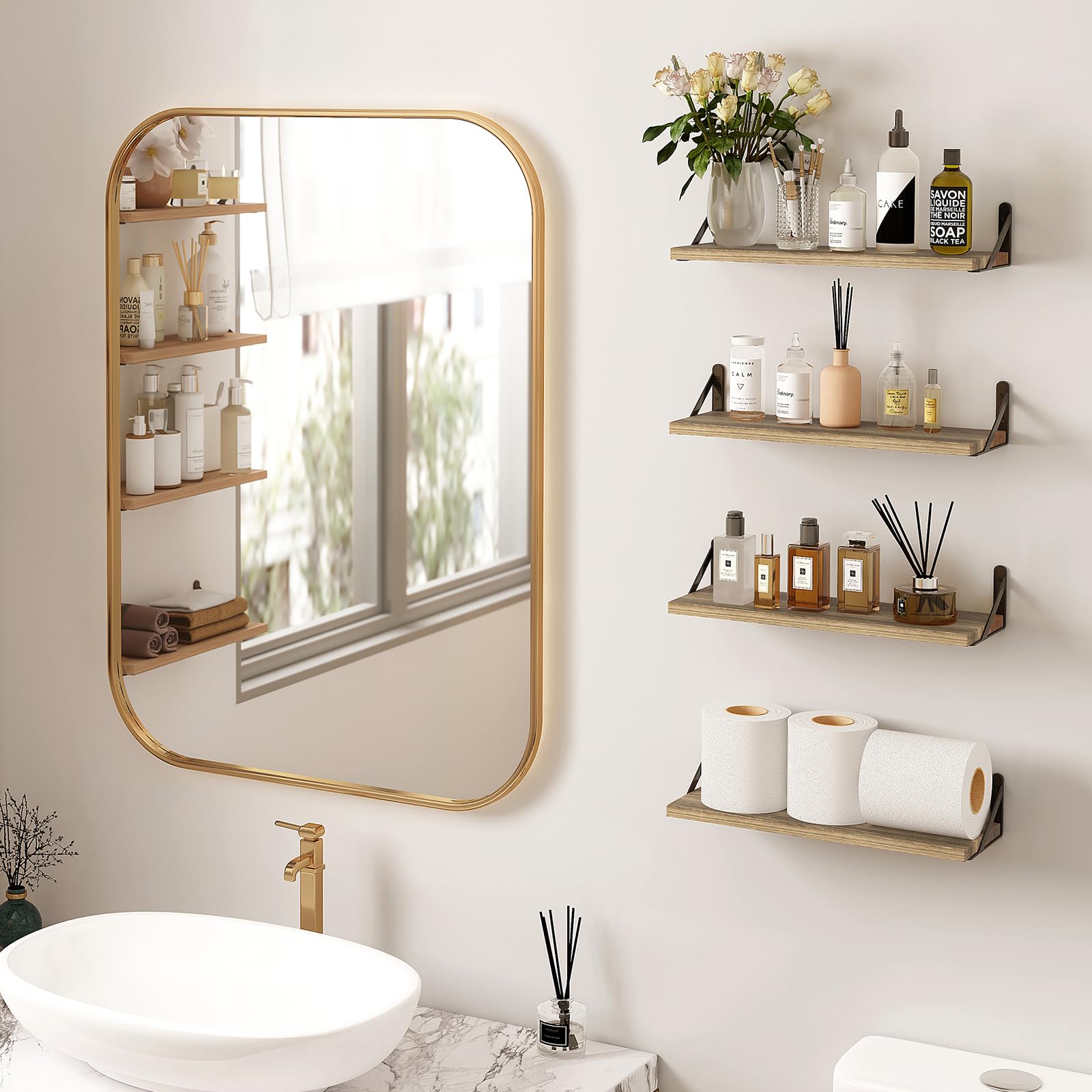 Fixwal wall shelf living room decor adds rustic charm and organization.