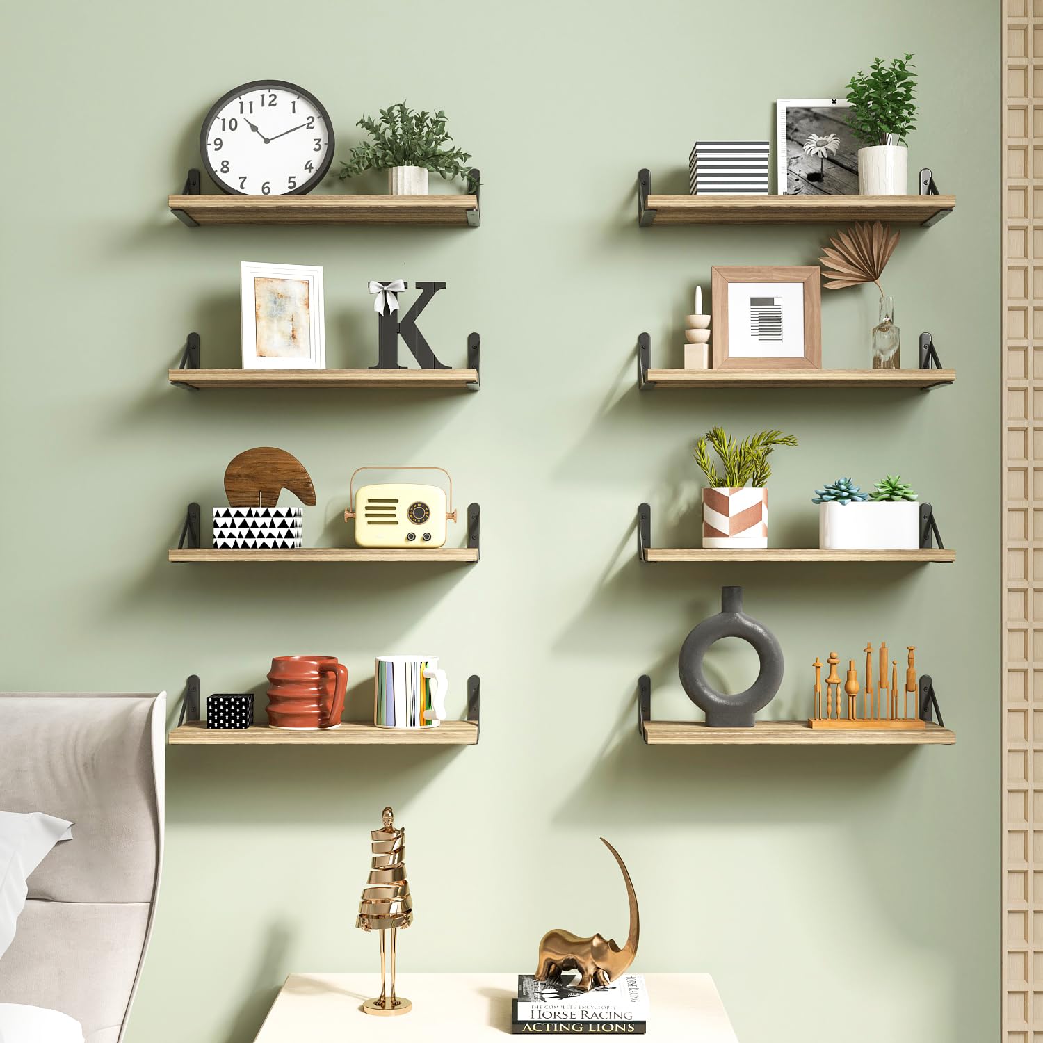 Fixwal wall shelf plant display showcases greens while saving surface space.