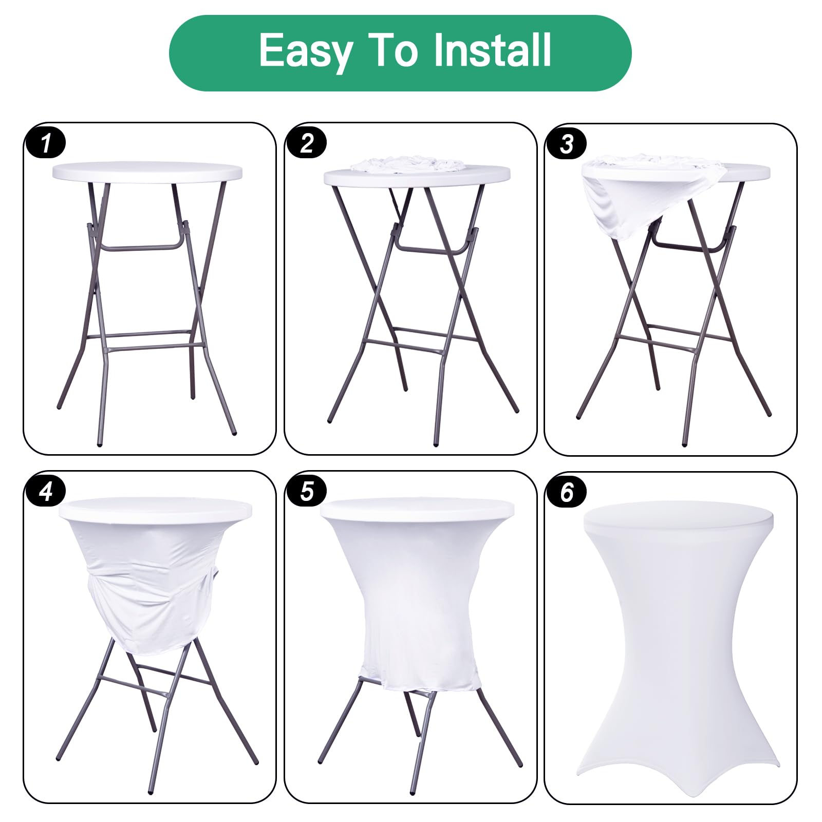 Fixwal high-top table cover showing tight stretch and clean finish.