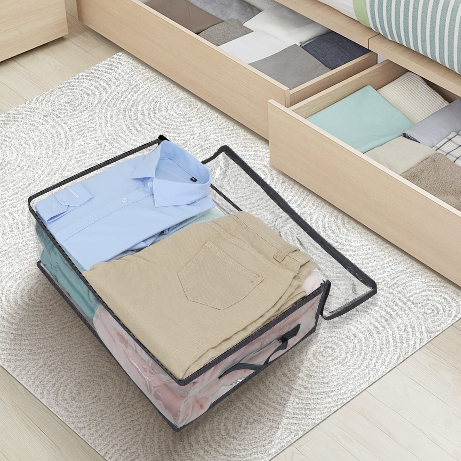 Fixwal waterproof PVC fabric bags protect bedding while stacked neatly.