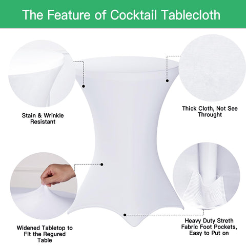 Fixwal white round table cover with leg pockets for secure, easy setup.