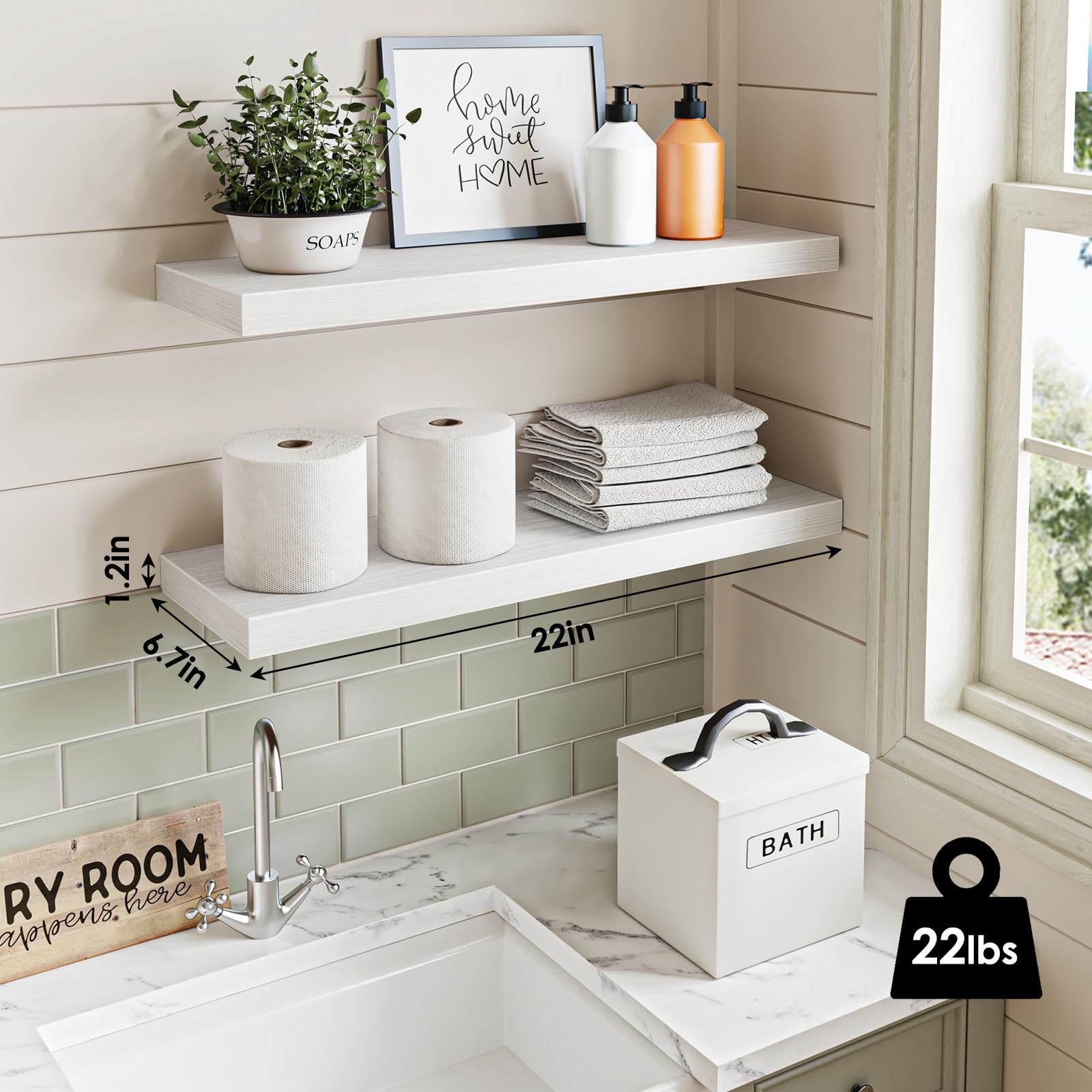 Fixwal white shelves in bedroom help organize essentials with minimalist style.