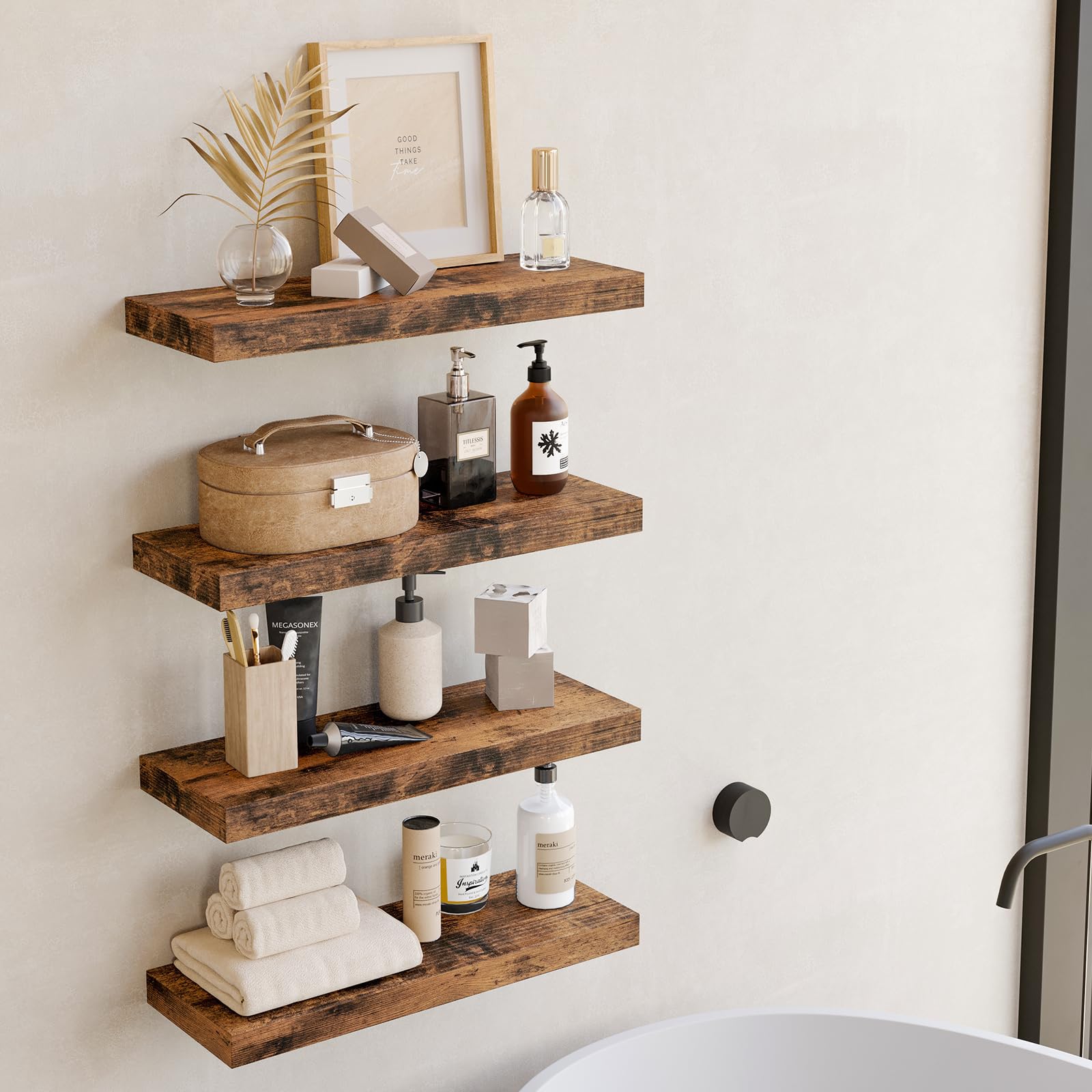 Fixwal wood floating shelves bedroom decor adds rustic charm