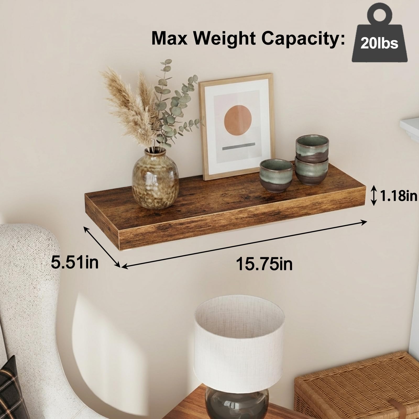 Fixwal wood floating shelves kitchen spice display keeps bottles organized