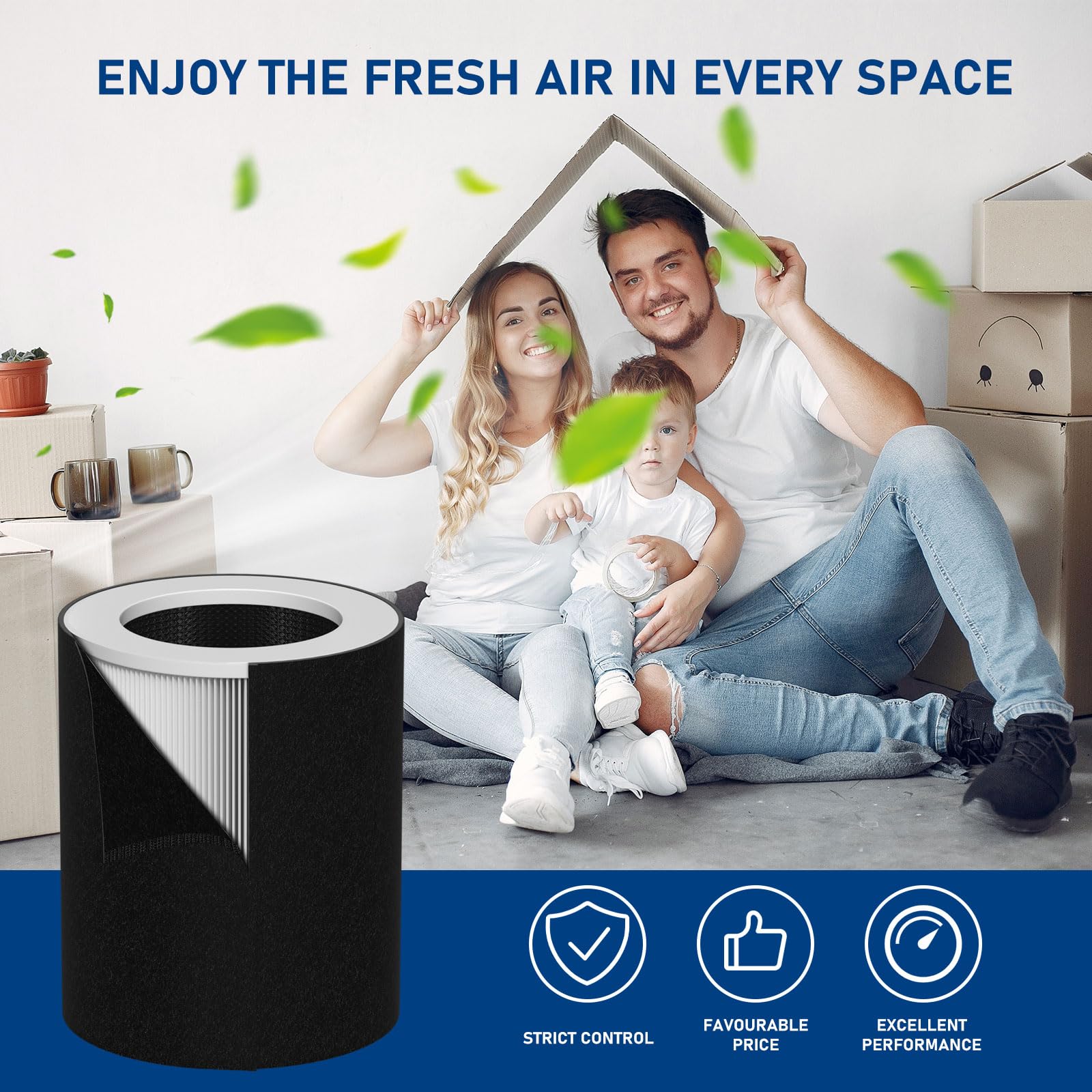 Fizerneer HP670 complete set shows 1 HEPA plus 4 carbon filters.