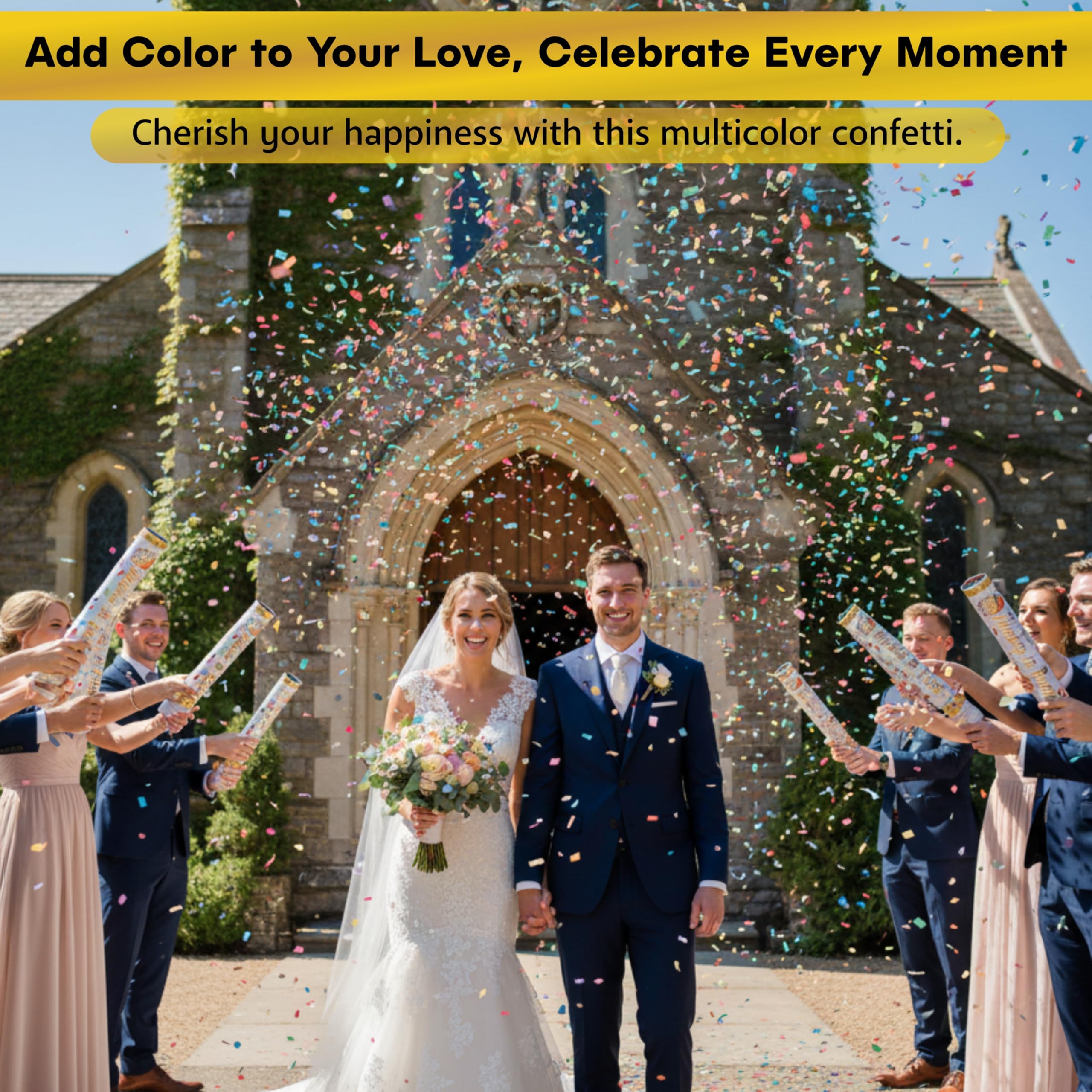 Confetti poppers suitable for indoor and outdoor celebrations