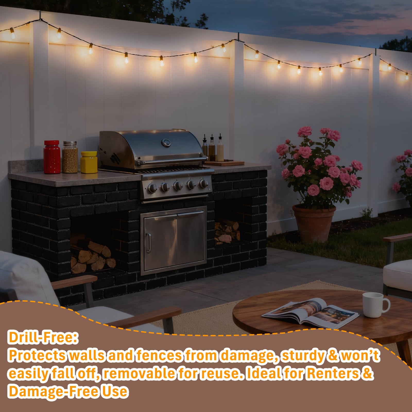 FIZZBOP extension cords and banners hung neatly outdoors with these hooks.